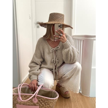 Oversized Bowtie Knit Cardigan for Women - Chic Style