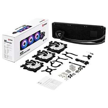 MSI MAG Series CORELIQUID 360R, aRGB CPU Liquid Cooler (AIO): Rotatable Blockhead Design, 360mm Radiator, Triple 120mm aRGB PWM Fans
