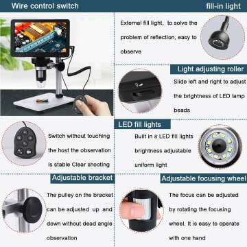 XClifes 7" USB Digital Microscope with 1200x HD