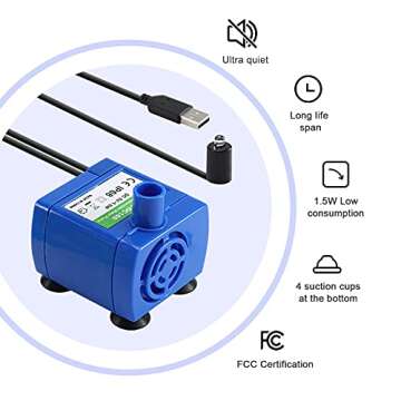 Cat Water Fountain, 67oz/2L Automatic Cat Drinking Fountain, Pet Water Fountain with LED Light and F...