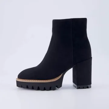 CUSHIONAIRE Women's Ringo Platform Heel Boot in Black