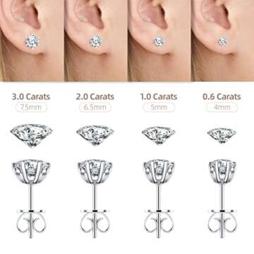 Earrings for Women, Gifts for Wife Mom,1.0 carat Moissanite Stud Earrings, Anniversary Jewelry Present for Wife, Birthday Valentines Gifts