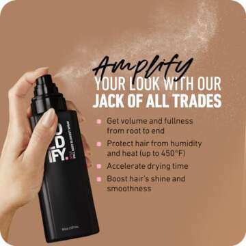 Boldify Full Body Volumizing Hair Spray - Mega-Volume - Blowout Heat Protection Spray with Thickening and Blow Dry Formula for Fine, Thin Hair - For Women & Men