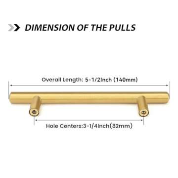 goldenwarm 3-1/4 Inch Cabinet Handles Dresser Pulls Brushed Brass Drawer Handles Kitchen Cupboard Door Pulls - Gold Decorative Dresser Hardware Bathroom Cabinet Door Pulls, Pack of 15