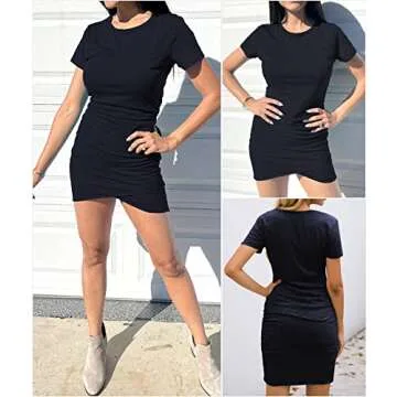 BTFBM Women's Summer Casual Beach Mini Ruched Dress