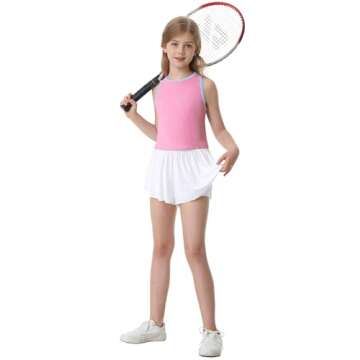 Sykooria Girls Simple Athletic Top Ribbed Knit Crop Top Kids Sleeveless Round Neck Racerback Casual Cute Cheer Top Pink