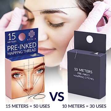 Microblading Supplies Pre-Inked Eyebrow Mapping String – 15 Meters - Ultra-Thin, Mess-Free Thread, Create a Crisp, Spot-on Brow Map Every Time – Hypoallergenic, Cosmetic Grade For Permanent Makeup