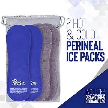 Thrive Perineal Ice Packs for Postpartum (Pack of 2) - FSA HSA Approved - Reusable Hemorrhoid Relief, Perineal Discomfort, and Postpartum Care Pads - Blue
