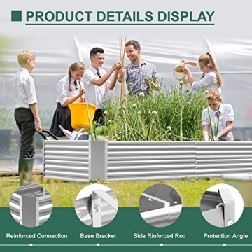 Land Guard 8×4×2 ft Galvanized Raised Garden Bed Kit, Galvanized Planter Raised Garden Boxes Outdoor, Large Metal Raised Garden Beds for Vegetables.