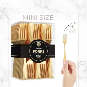 Mini Gold Dessert Forks - 100 Pack of Stylish Disposable Utensils