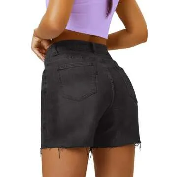 AUWUKA Womens High Waist Jean Shorts Wide Straight Leg Microelastic Long Denim Mom Shorts