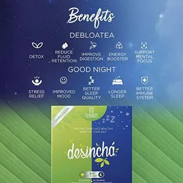 Desincha Tea Mix - Day & Night Time Herbal Tea | Increase Energy, Supports Mental Focus & Metabolic Health I All 8 Natural Ingredients I 60 Day Supply
