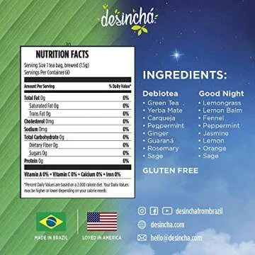 Desincha Tea Mix - Day & Night Time Herbal Tea | Increase Energy, Supports Mental Focus & Metabolic Health I All 8 Natural Ingredients I 60 Day Supply