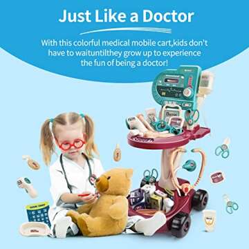 Deejoy Toy Doctor Kit for Kids，Doctor Role Play Costume，Medical Bag，Eye Chart，Thermometer，...