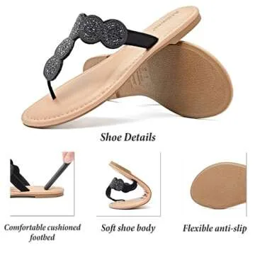 Ataiwee Women's Bling Flat Slide Sandals for Summer Style