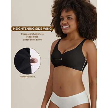 Niidor Seamless Bra for Women Wireless Bra Comfortable Everyday Bra Bralettes with Thin Soft Breathable Fabric Bra for Women Black