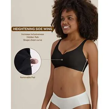 Niidor Seamless Bra for Women Wireless Bra Comfortable Everyday Bra Bralettes with Thin Soft Breathable Fabric Bra for Women Black