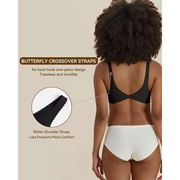 Niidor Seamless Bra for Women Wireless Bra Comfortable Everyday Bra Bralettes with Thin Soft Breathable Fabric Bra for Women Black