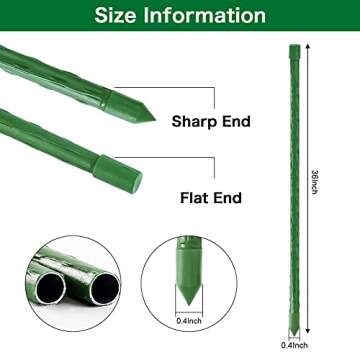 FEED GARDEN Garden Stakes 36 Inch 3ft 25 Pack, Sturdy Plant Metal Sticks Support, Plastic Coated Plant Stakes, Tomato Stakes, Beans, Trees