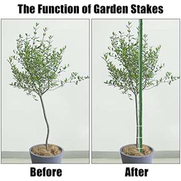 FEED GARDEN Garden Stakes 36 Inch 3ft 25 Pack, Sturdy Plant Metal Sticks Support, Plastic Coated Plant Stakes, Tomato Stakes, Beans, Trees