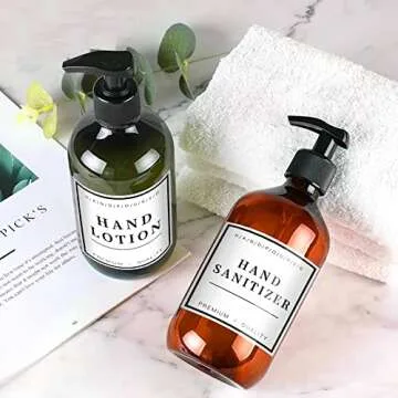 12PCS Waterproof Hand Soap Labels for Bottles, Bathroom/Kitchen Hand Soap Dispenser Label Stickers, Minimalist Style Labels for Soap, Lotion, Shampoo and Conditioner (White)