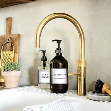 12PCS Waterproof Hand Soap Labels for Bottles, Bathroom/Kitchen Hand Soap Dispenser Label Stickers, Minimalist Style Labels for Soap, Lotion, Shampoo and Conditioner (White)