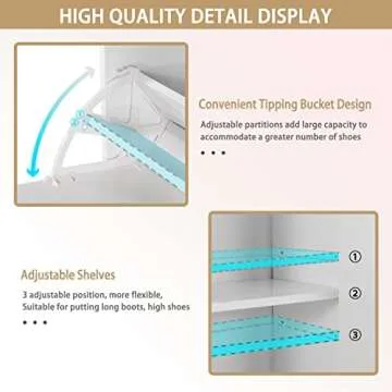 Anbuy Free Standing Shoe Storage Cabinet with Flip Drawers and Shelves, Narrow Organizer for Entryway, Modern White