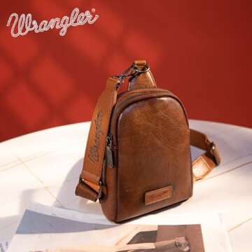 Wrangler Small Crossbody Sling Bag for Women Cross Body Purse Chest Bags for Travel