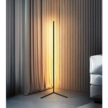 Wise Home Products Nordic Minimalist Linear LED Nordic Corner Floor Lamp - Corner Light - Warm Bedroom Lamp, Office, Gaming, Living Room, Apartment