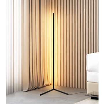 Wise Home Products Nordic Minimalist Linear LED Nordic Corner Floor Lamp - Corner Light - Warm Bedroom Lamp, Office, Gaming, Living Room, Apartment
