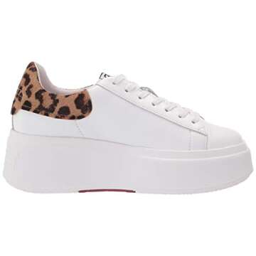 ASH womens Low-top Lace-up Platform Sneaker, White/Black/Tan, 11 US