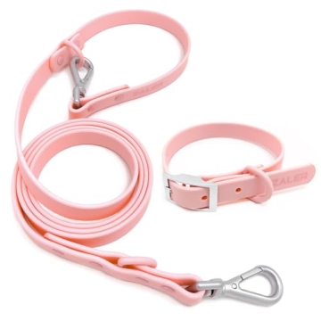 ZALER Dog Collar and Leash Set, Waterproof Adjustable Odor Proof Pet Collars Leashes Easy to Clean, ...