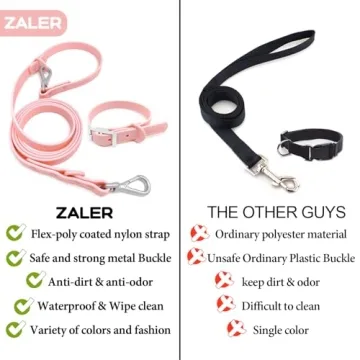 ZALER Waterproof Dog Collar and Leash Set for Any Dog