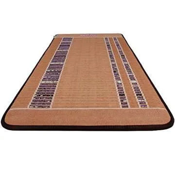 GemsMat - Isabella- Far Infrared Amethyst Jade Obsidian Crystal Stone Tan Mat (72"L x 32"W) - Negative Ion - Adjustable Timer & Temperature - Heating Pad