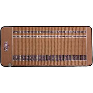 GemsMat - Isabella- Far Infrared Amethyst Jade Obsidian Crystal Stone Tan Mat (72"L x 32"W) - Negative Ion - Adjustable Timer & Temperature - Heating Pad