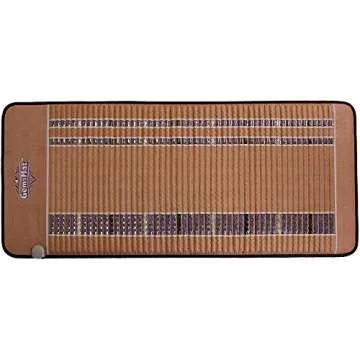GemsMat - Isabella- Far Infrared Amethyst Jade Obsidian Crystal Stone Tan Mat (72"L x 32"W) - Negative Ion - Adjustable Timer & Temperature - Heating Pad