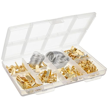 Amazon Basics Picture Hanging Assortment Kit, Brass, 220 Piece Set