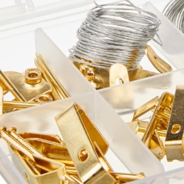 Amazon Basics Picture Hanging Assortment Kit, Brass, 220 Piece Set