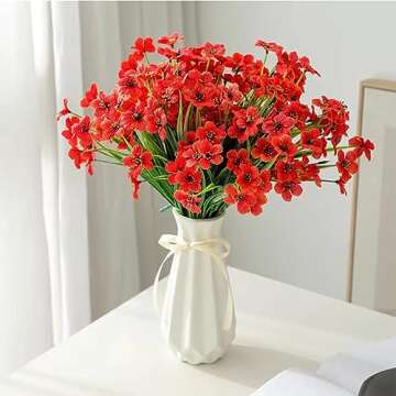 Origami Ceramic Vase with Ribbon, 7.9" H, Artistic Design Flower Vase Geometrical Style for Modern H...