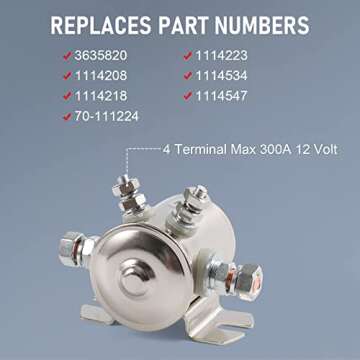 Max 300A 12 Volt Duty Solenoid Relay for Golf Carts, Winches & Marine
