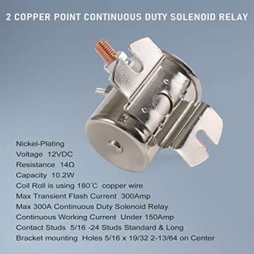 Max 300A 12 Volt Duty Solenoid Relay for Heavy Duty Performance