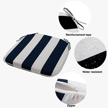 Comfortable Outdoor Chair Cushions - Striped Design, Water Resistant