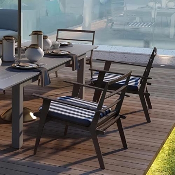 Comfortable Outdoor Chair Cushions - Striped Design, Water Resistant