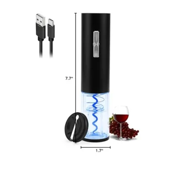 COKUNST Electric Wine Opener, Rechargeable Automatic Wine Corkscrew Bottle Opener With Foil Cutter, Type-C Charging Wine Openers With LED Light For Home Party Restaurant Wedding Gifts