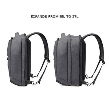 Knack Series 1 Laptop Backpack Fits up to 13 Inch - Knack Bags Carry-On Backpack, TSA Approved, Expandable Travel Backpacks (Savile Gray, Small)