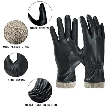 REDESS Women's Winter Leather Gloves Warm Touchscreen