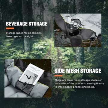 Dowinx Oversized Extra Large Camping Chair for Adults, Lawn Chairs, Folding, 3 Levels Adjustable Padded Camping Chair, Heavy-Duty 600D Oxford Cloth, with Cup Holder, 400 Pound Capacity