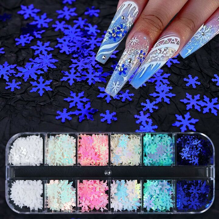 Snowflake Nail Sequins for Winter Holiday Nail Art
