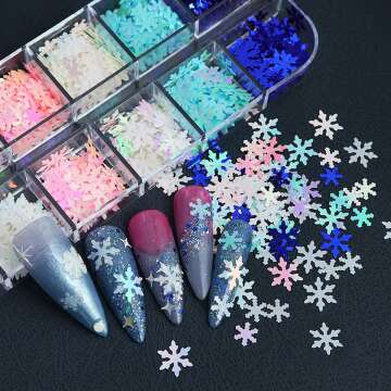 Snowflake Nail Sequins for Winter Holiday Nail Art