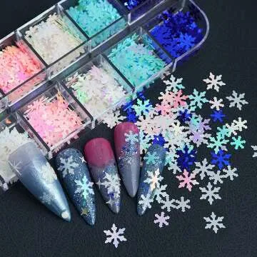 Snowflake Nail Sequins for Winter Holiday Nail Art